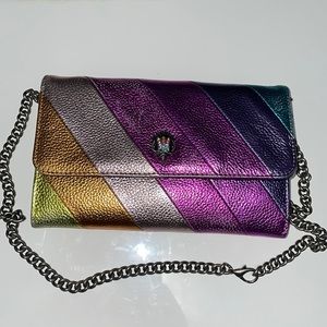 Kurt Geiger Stripe Leather Chain Wallet Multicolor